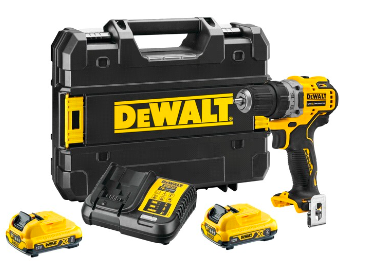 DEWALT 12V MAX* Brushless 10mm 58Nm SubCompact -Cordless Drill Driver Kit, 2*2.0Ah Battery, Charger