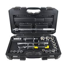 STANLEY 20-Piece 1/2" Drive 6-Point Metric Socket Wrench Set with 15 Sockets (10–32mm)