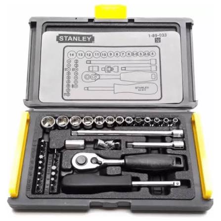 STANLEY 35 PCS. METRIC SOCKET SET; 13 PCS. 6 PTS. 1/4” DR. 4 - 14MM