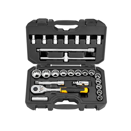 STANLEY 26 PCS METRIC SOCKET SET; 12 PTS. 1/2” DR. 8 - 32 MM, 20 PCS SOCKETS;