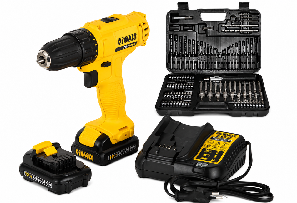 DEWALT 12V MAX Brushless 10mm 24Nm Cordless Compact Drill Driver Kit, 2 2.0Ah Battery, Charger
