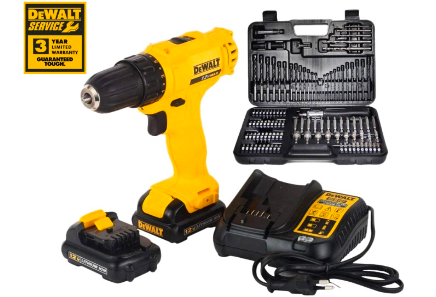 DEWALT 12V MAX Brushless 10mm 24Nm Cordless Compact Drill Driver Kit, 2 2.0Ah Battery, Charger